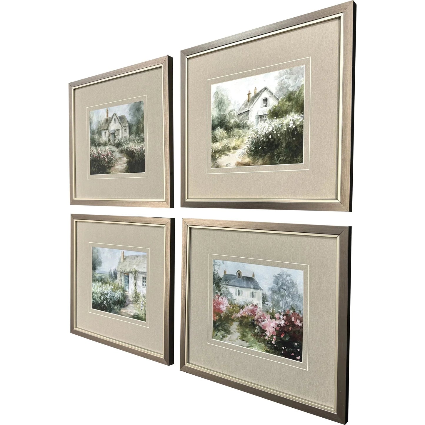 Cottage Garden Green Framed Wall Art 4PC