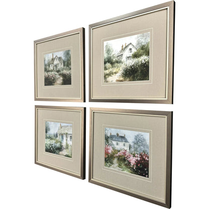 Cottage Garden Green Framed Wall Art 4PC