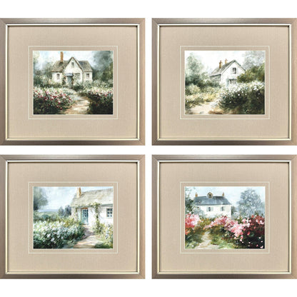 Cottage Garden Green Framed Wall Art 4PC