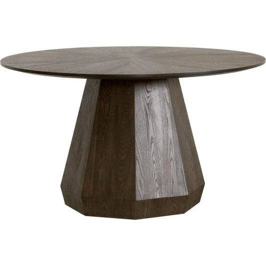 Coulter Round Brown Ash Dining Table-Dining Tables-Essentials For Living-LOOMLAN