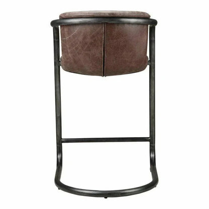 Counter Stool Brown Leather Set Industrial - LOOMLAN - Moe's Home - Counter Stools