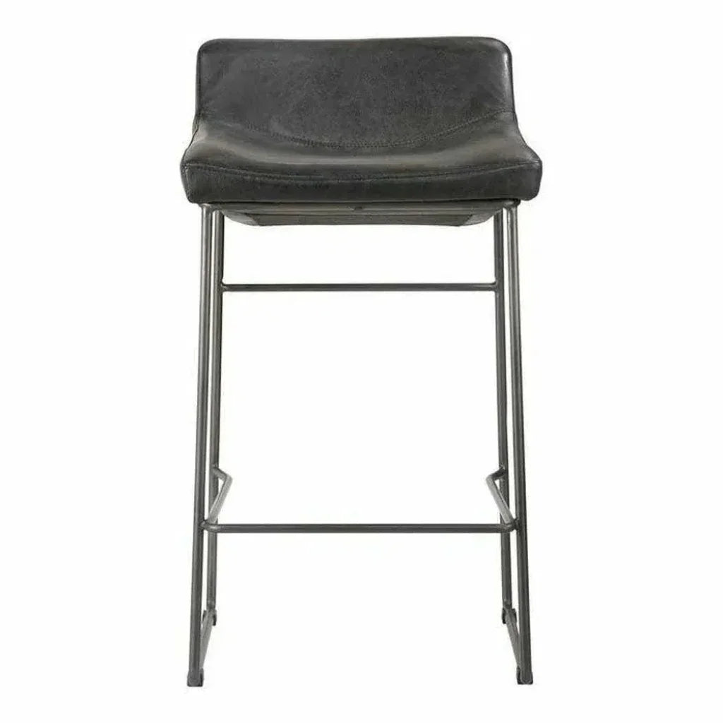 Counter Stool Onyx Leather Black - LOOMLAN - Moe's Home - Counter Stools