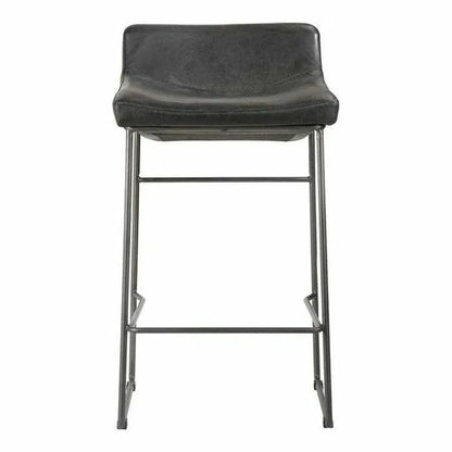 Counter Stool Onyx Leather Black - LOOMLAN - Moe's Home - Counter Stools