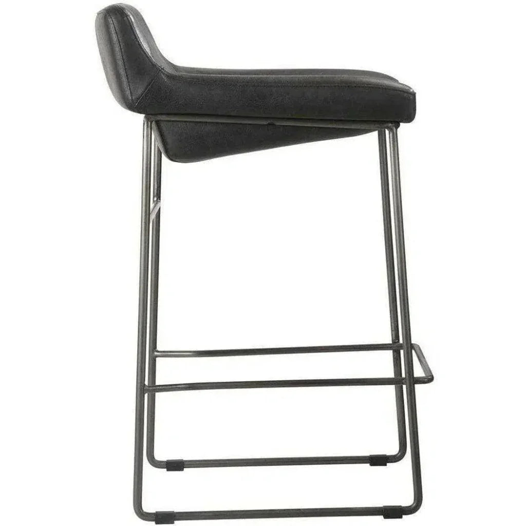 Counter Stool Onyx Leather Black - LOOMLAN - Moe's Home - Counter Stools