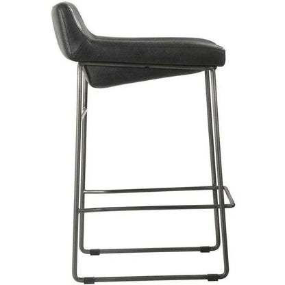 Counter Stool Onyx Leather Black - LOOMLAN - Moe's Home - Counter Stools