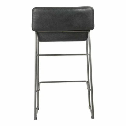 Counter Stool Onyx Leather Black - LOOMLAN - Moe's Home - Counter Stools