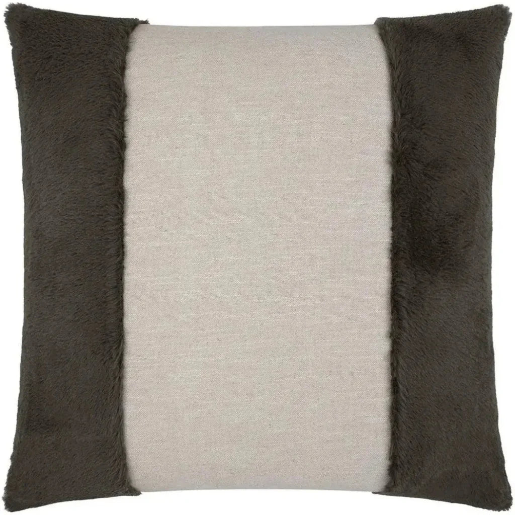 Courchevel Grey Brown Faux Fur Grey Large Throw Pillow - LOOMLAN - D.V. Kap - Throw Pillows