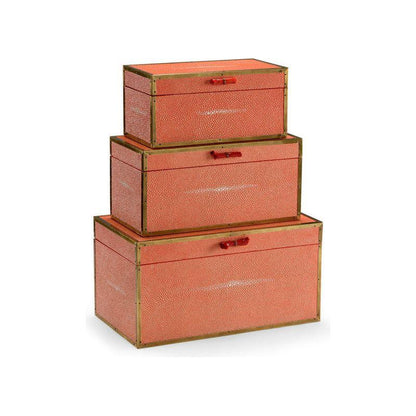 Cousteau Faux Shagreen Wrapped Nesting Box (Set of 3) - LOOMLAN - Wildwood - Boxes & Bowls