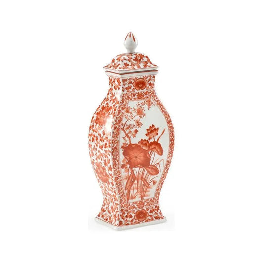 Covered Lotus Leaf Porcelain Vase - LOOMLAN - Chelsea House - Vases & Jars