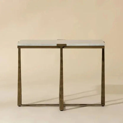 Cowell Marble Topped Rectangular Side Table - LOOMLAN - SUNPAN - Side Tables