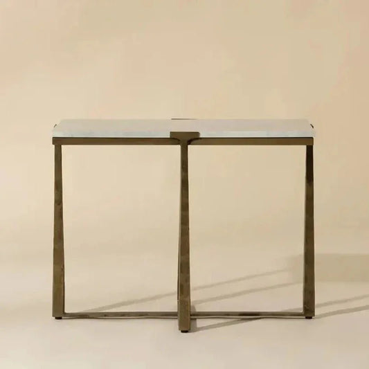 Cowell Marble Topped Rectangular Side Table - LOOMLAN - SUNPAN - Side Tables