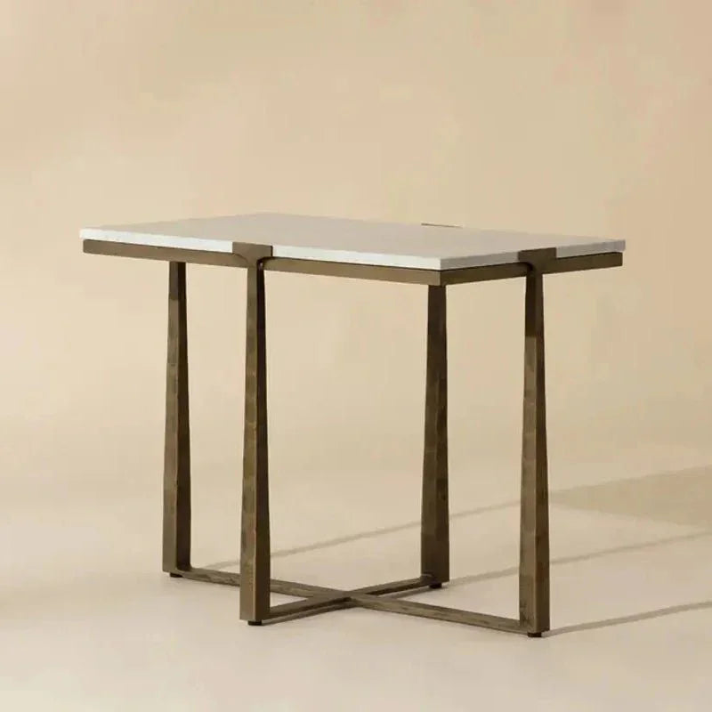 Cowell Marble Topped Rectangular Side Table - LOOMLAN - SUNPAN - Side Tables