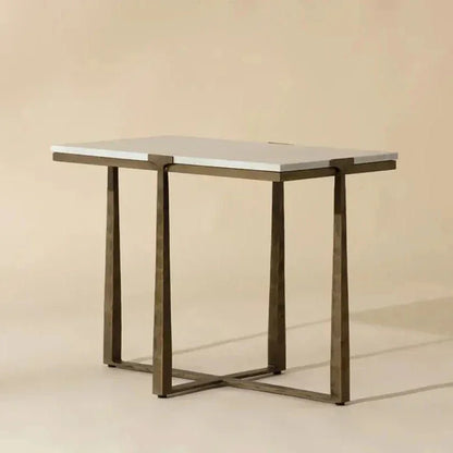 Cowell Marble Topped Rectangular Side Table - LOOMLAN - SUNPAN - Side Tables