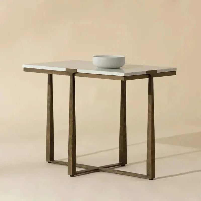 Cowell Marble Topped Rectangular Side Table - LOOMLAN - SUNPAN - Side Tables