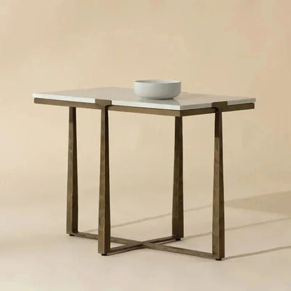 Cowell Marble Topped Rectangular Side Table - LOOMLAN - SUNPAN - Side Tables