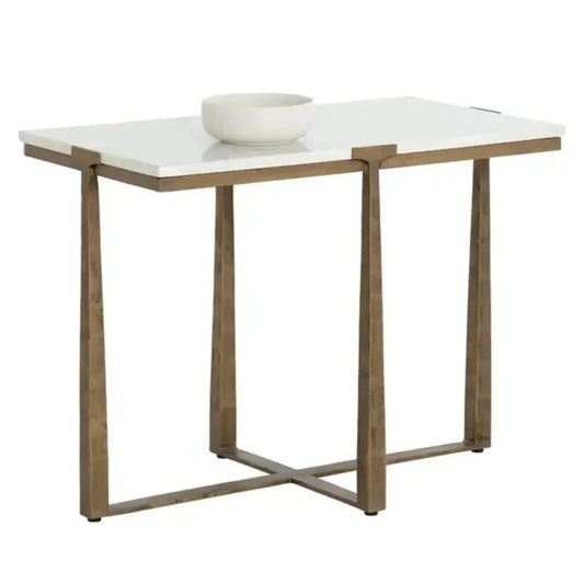 Cowell Marble Topped Rectangular Side Table - LOOMLAN - SUNPAN - Side Tables