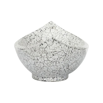 Crackled Hand Laminated White Long Bowl - LOOMLAN - Chelsea House - Boxes & Bowls