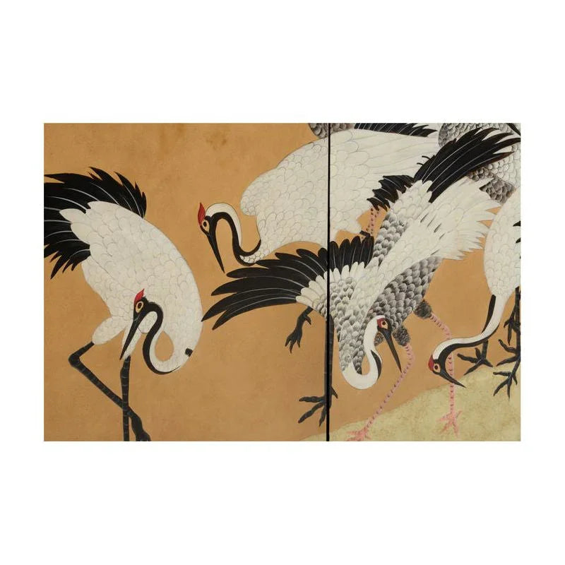 Crane Hand Painted Mural Design Black Cabinet - LOOMLAN - Chelsea House - Accent Cabinets