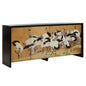 Crane Hand Painted Mural Design Black Cabinet - LOOMLAN - Chelsea House - Accent Cabinets
