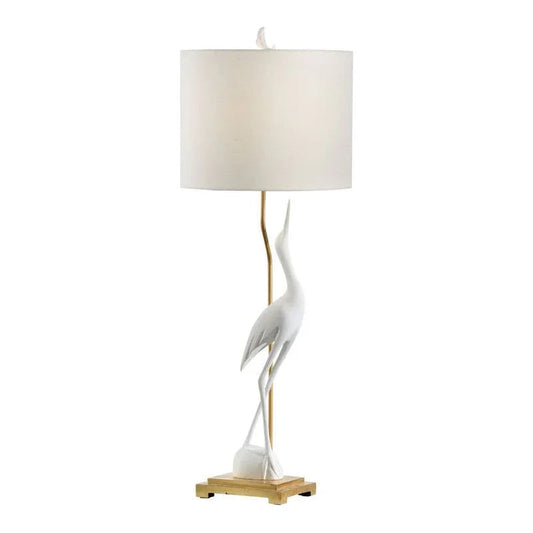 Crane Silhouette Design White Table Lamp - LOOMLAN - Wildwood - Table Lamps
