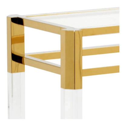 Cranston Polished Brass Finished Console Table - LOOMLAN - Wildwood - Console Tables