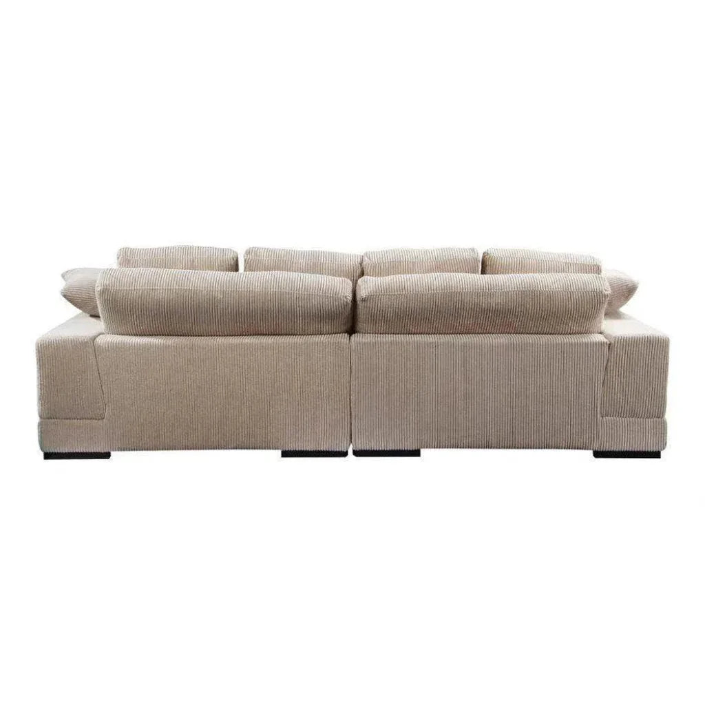 Cream Corduroy Reversible Sectional Chaise-Modular Sofas-Moe's Home-LOOMLAN