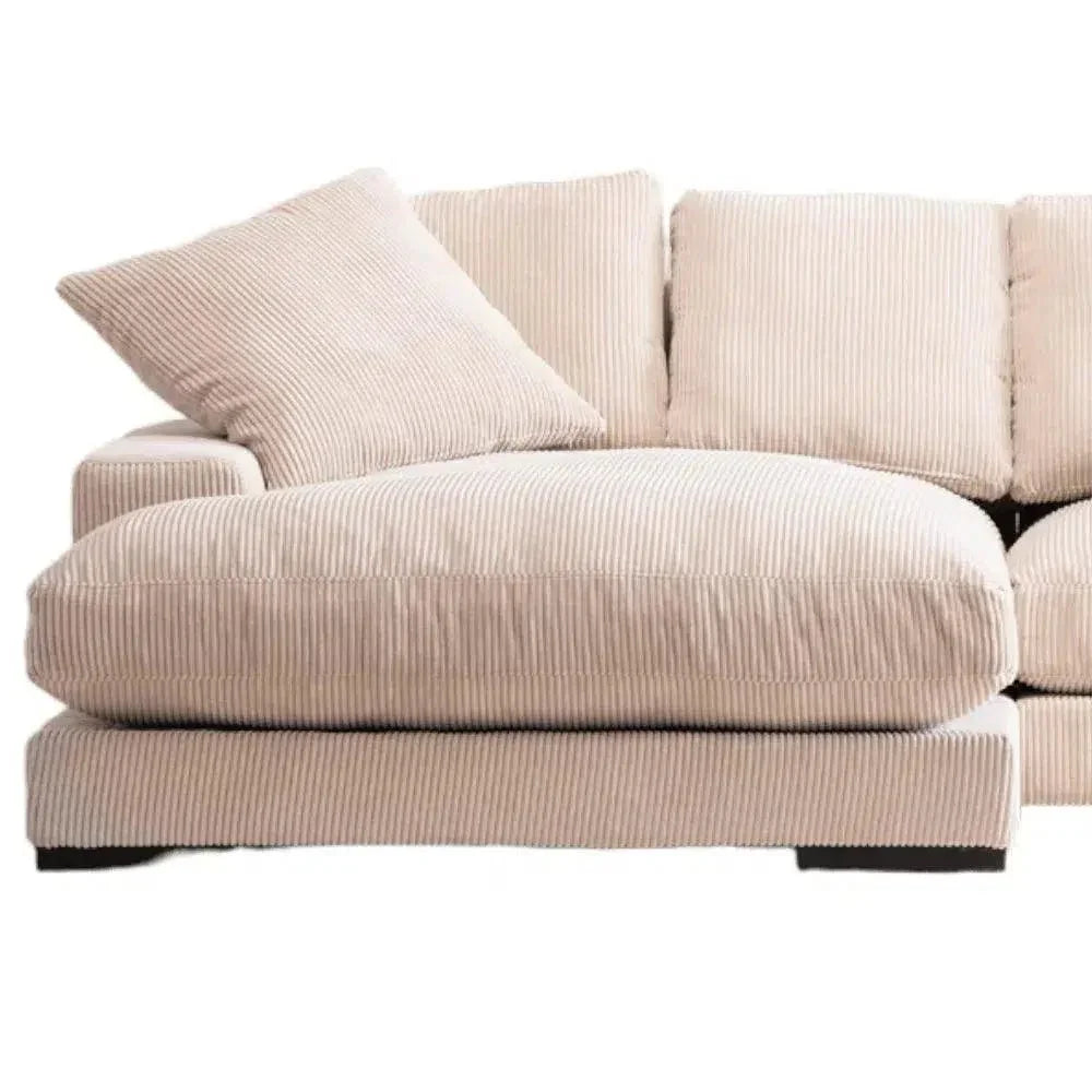 Cream Corduroy Reversible Sectional Chaise-Modular Sofas-Moe's Home-LOOMLAN