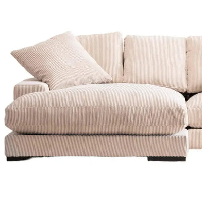 Cream Corduroy Reversible Sectional Chaise-Modular Sofas-Moe's Home-LOOMLAN
