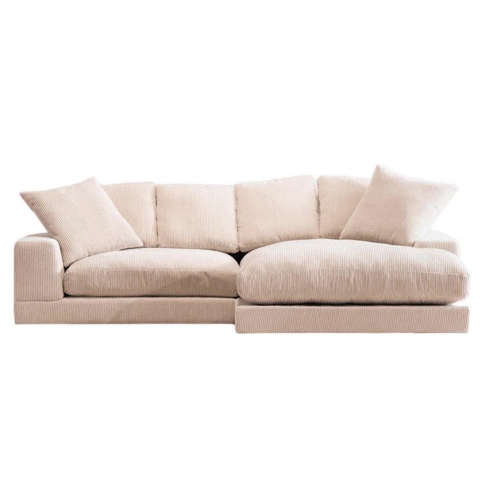 Cream Corduroy Reversible Sectional Chaise-Modular Sofas-Moe's Home-LOOMLAN
