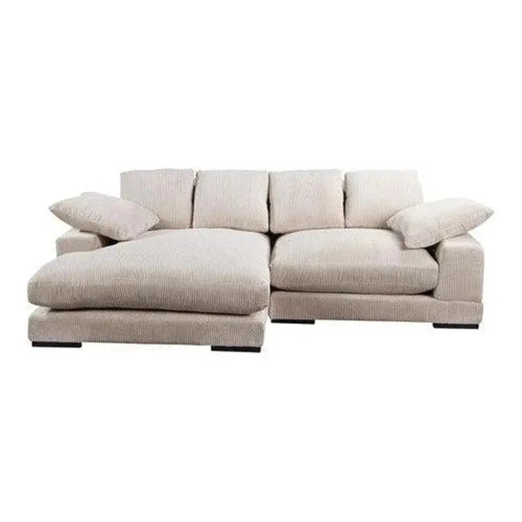 Cream Corduroy Reversible Sectional Chaise-Modular Sofas-Moe's Home-LOOMLAN
