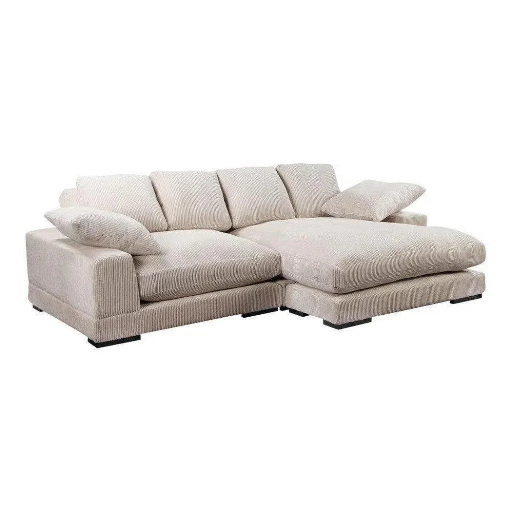 Cream Corduroy Reversible Sectional Chaise-Modular Sofas-Moe's Home-LOOMLAN