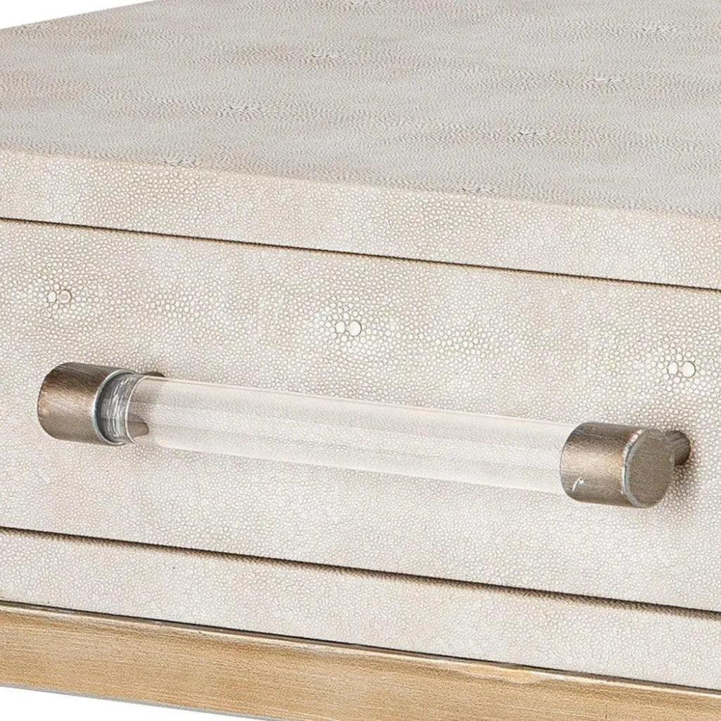 Cream FauxLeather Iron Kain Console - LOOMLAN - Jamie Young - Console Tables