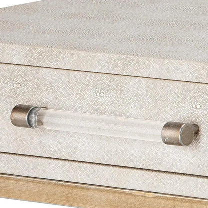 Cream FauxLeather Iron Kain Console - LOOMLAN - Jamie Young - Console Tables