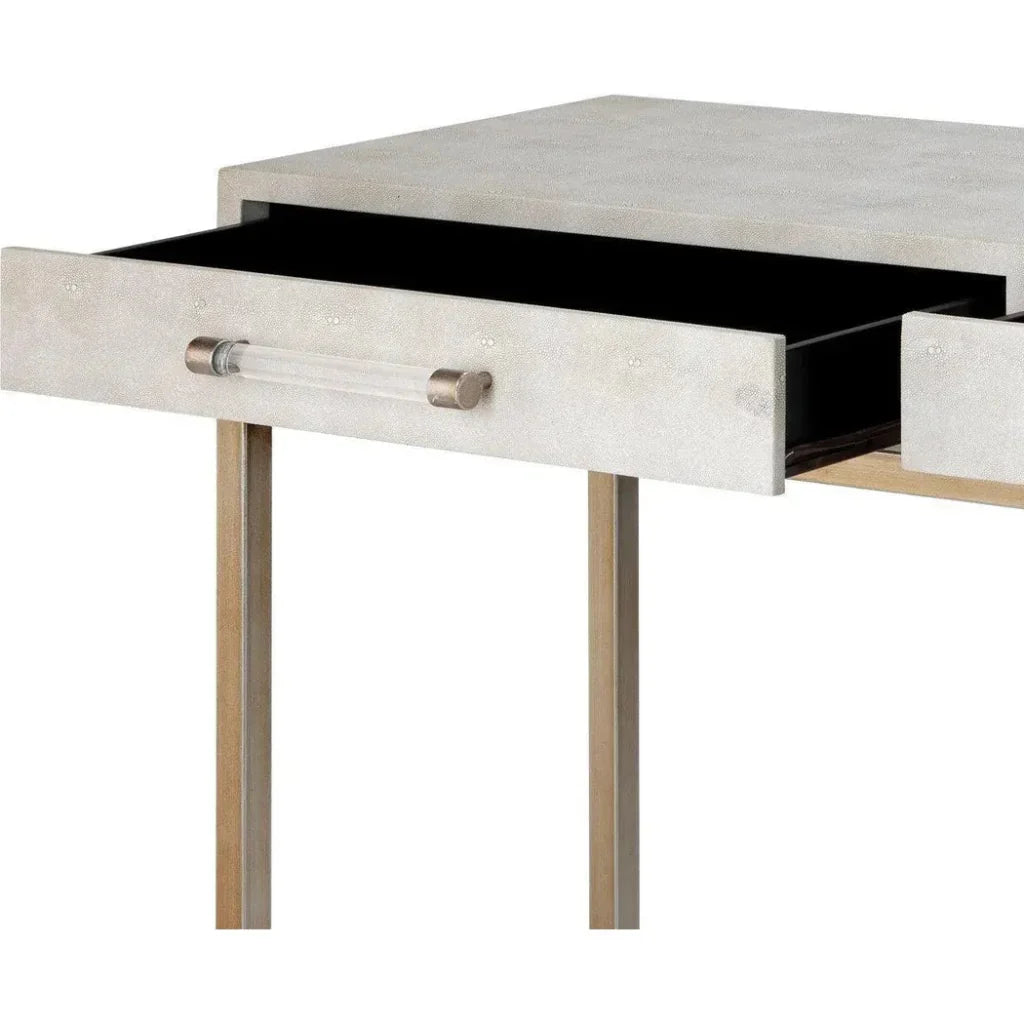 Cream FauxLeather Iron Kain Console - LOOMLAN - Jamie Young - Console Tables