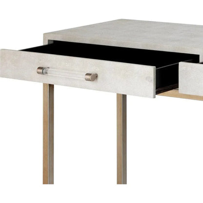 Cream FauxLeather Iron Kain Console - LOOMLAN - Jamie Young - Console Tables