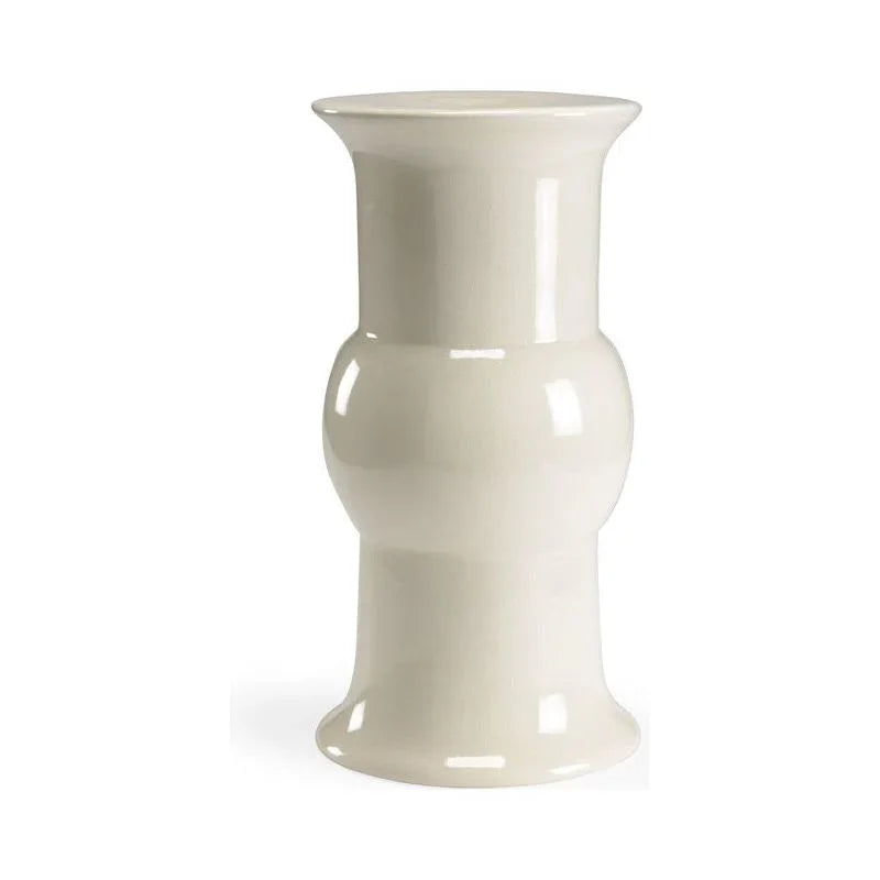 Cream Glazed Porcelain Outdoor Garden Stool-Garden Stools-Chelsea House-LOOMLAN