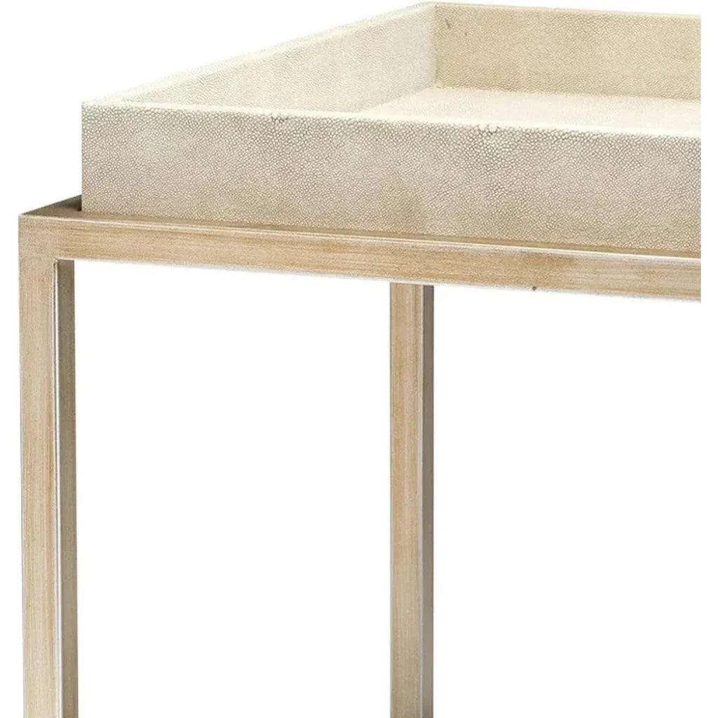 Cream Leather Jax Square Mid Century Side Table - LOOMLAN - Jamie Young - Side Tables