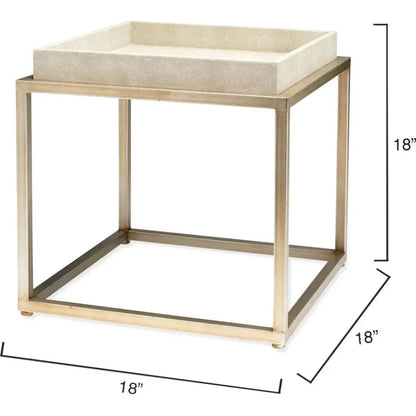 Cream Leather Jax Square Mid Century Side Table - LOOMLAN - Jamie Young - Side Tables