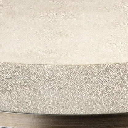 Cream Leather Round Mid Century Side Table Shelf - LOOMLAN - Jamie Young - Side Tables