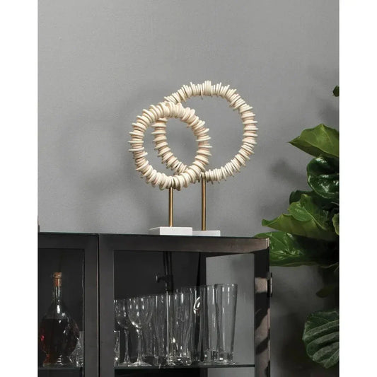 Cream Resin Iron Marble Arena Ring Sculptures 2PC - LOOMLAN - Jamie Young - Statues & Sculptures