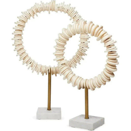 Cream Resin Iron Marble Arena Ring Sculptures 2PC - LOOMLAN - Jamie Young - Statues & Sculptures