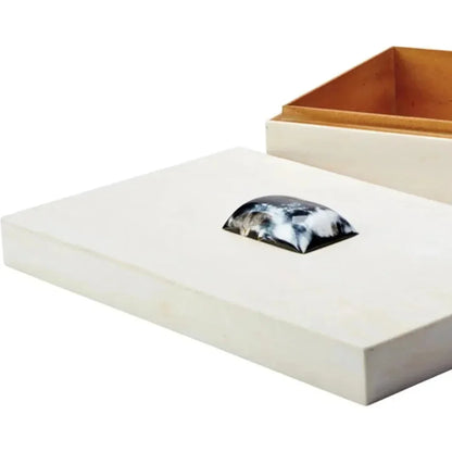 Cream Resin on Horn Constantine Large Rectangle Box - LOOMLAN - Jamie Young - Boxes & Bowls
