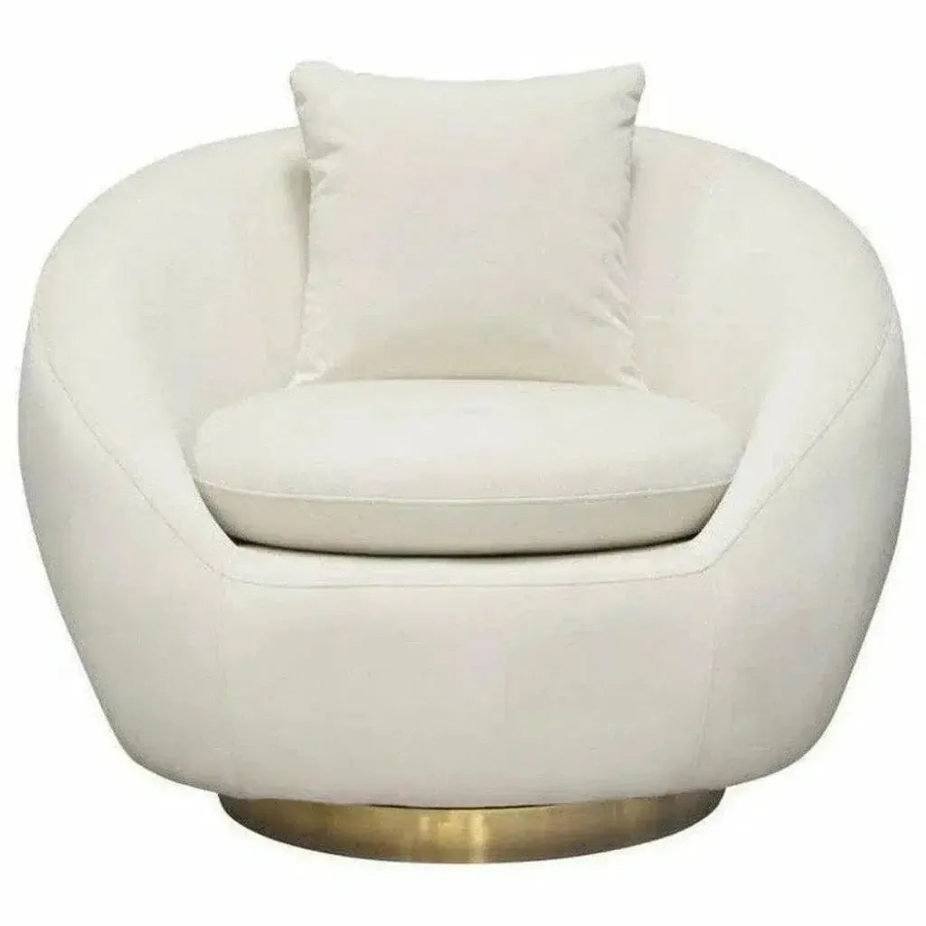 Cream Velvet Swivel Accent Chair Gold Accent Band - LOOMLAN - Diamond Sofa - Club Chairs