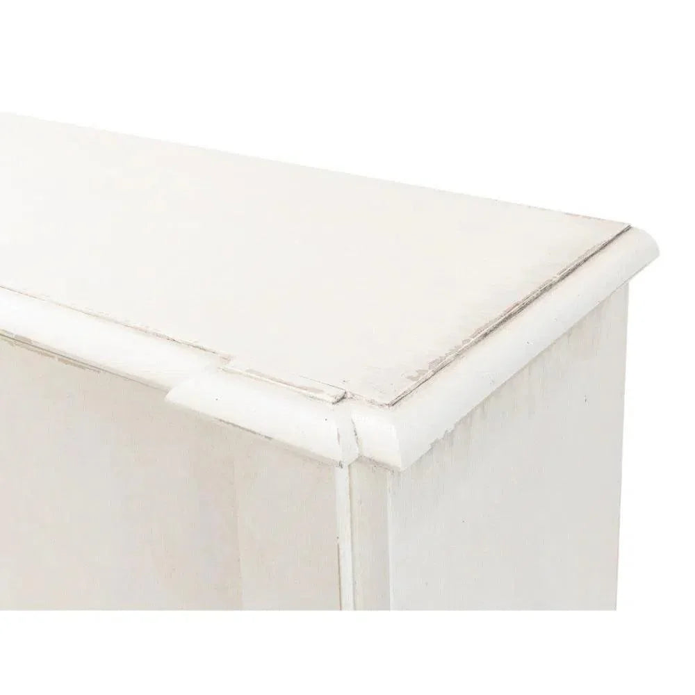 Crested Wall Cabinet Antiqued White Sideboard - LOOMLAN - Sarreid - Sideboards