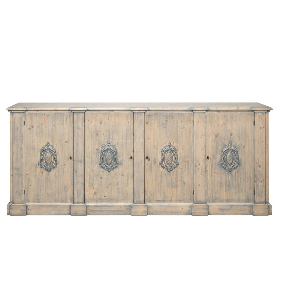 Crested Four Doors Wood Sideboard