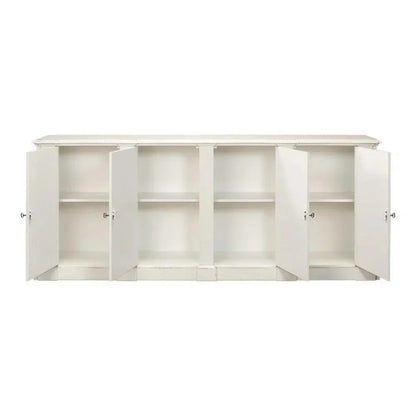 Crested Wall Cabinet Antiqued White Sideboard - LOOMLAN - Sarreid - Sideboards