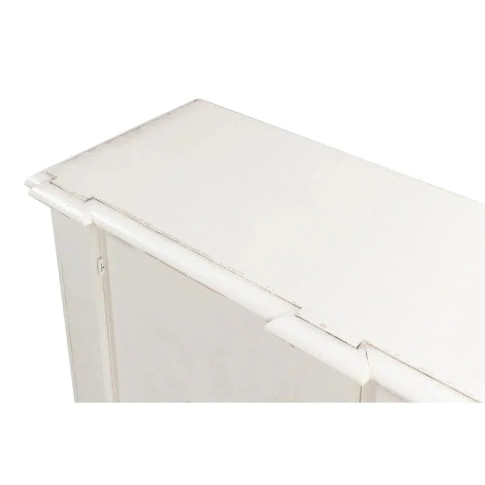 Crested Wall Cabinet Antiqued White Sideboard - LOOMLAN - Sarreid - Sideboards