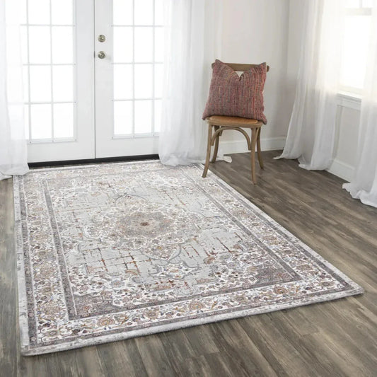 Cris Floral Medallion Gray Area Rugs For Living Room - LOOMLAN - LOOMLAN - Area Rugs