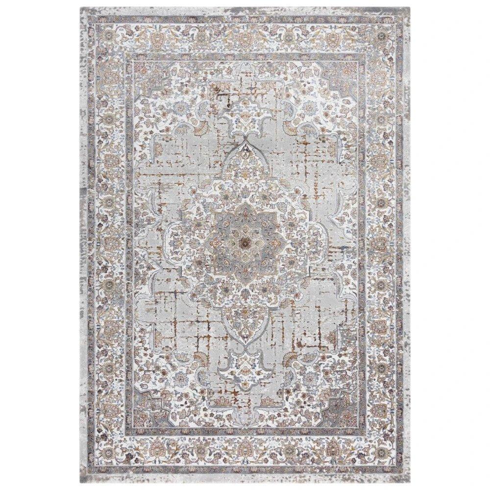 Cris Floral Medallion Gray Area Rugs For Living Room - LOOMLAN - LOOMLAN - Area Rugs