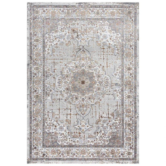 Cris Floral Medallion Gray Area Rugs For Living Room - LOOMLAN - LOOMLAN - Area Rugs